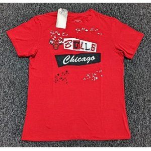 🆕🏀 CHICAGO BULLS CREW NECK SHORT SLEEVE - SPLATTER - T-SHIRT - RED - MEN